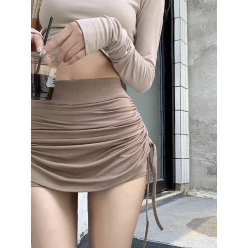 抽繩褶皺半身裙女秋冬2025年大碼mm辣妹性感修身顯瘦包臀a字裙褲 抽繩褶皺半身裙女秋冬2025年大碼mm辣妹性感修身顯瘦包臀a字裙褲
