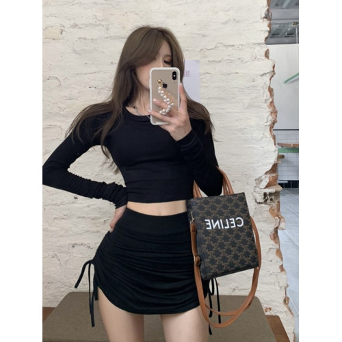 抽繩褶皺半身裙女秋冬2025年大碼mm辣妹性感修身顯瘦包臀a字裙褲 抽繩褶皺半身裙女秋冬2025年大碼mm辣妹性感修身顯瘦包臀a字裙褲