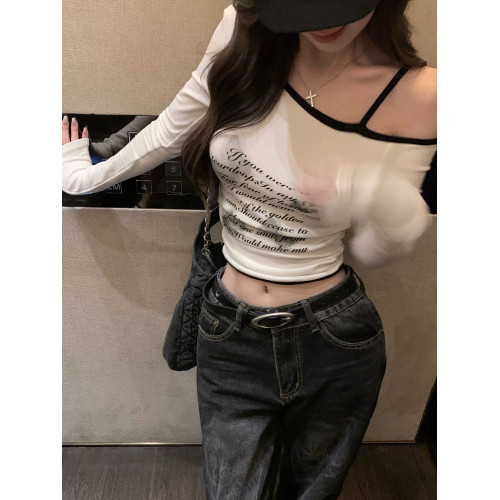 甜辣性感爵士舞上衣女短款美式y2k跳舞服裝穿搭jazz修身長袖t恤