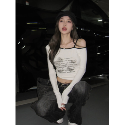 甜辣性感爵士舞上衣女短款美式y2k跳舞服裝穿搭jazz修身長袖t恤