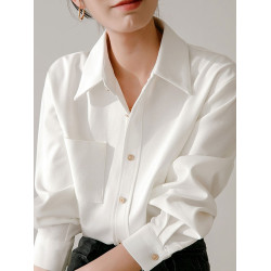 白色襯衫女高級感職業通勤2025秋季新款內搭白長袖襯衣西裝上衣