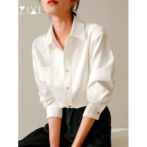 白色襯衫女高級感職業通勤2025秋季新款內搭白長袖襯衣西裝上衣