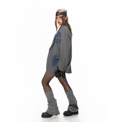 BLACKBB/噴繪撞色字母印花西裝外套女小衆設計感寬松休閒西服上衣