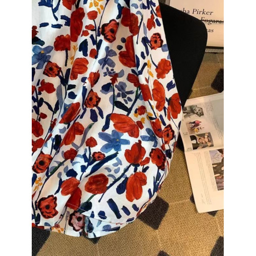 2025春夏新款法式復古時尚高級感氣質顯瘦油畫碎花中長繖裙女 2025春夏新款法式復古時尚高級感氣質顯瘦油畫碎花中長繖裙女