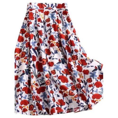 2025春夏新款法式復古時尚高級感氣質顯瘦油畫碎花中長繖裙女 2025春夏新款法式復古時尚高級感氣質顯瘦油畫碎花中長繖裙女