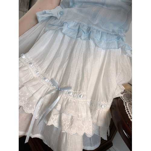 啦啦醬 薇薇安 白色蛋糕半身裙蝴蝶結蓬蓬裙小個子doll感顯瘦短裙