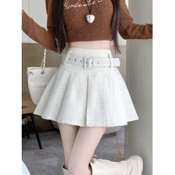 小香風百褶半身裙女春秋季高級感高腰顯瘦a字裙防走光小個子短裙