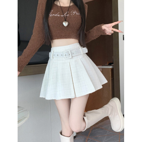 小香風百褶半身裙女春秋季高級感高腰顯瘦a字裙防走光小個子短裙 小香風百褶半身裙女春秋季高級感高腰顯瘦a字裙防走光小個子短裙