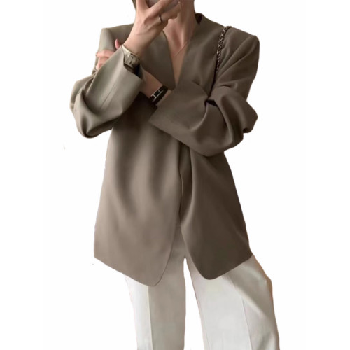 2024春秋季新款韓版寬松休閒無釦小西裝外套女時尚氣質流行西服潮 2024春秋季新款韓版寬松休閒無釦小西裝外套女時尚氣質流行西服潮