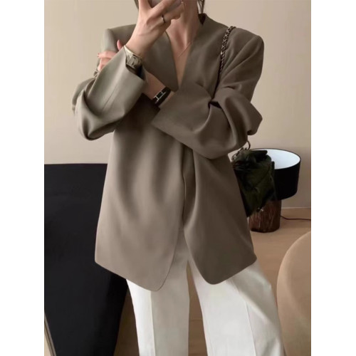 2024春秋季新款韓版寬松休閒無釦小西裝外套女時尚氣質流行西服潮 2024春秋季新款韓版寬松休閒無釦小西裝外套女時尚氣質流行西服潮