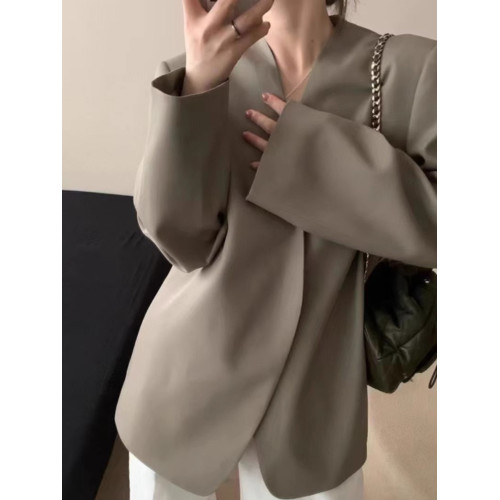 2024春秋季新款韓版寬松休閒無釦小西裝外套女時尚氣質流行西服潮 2024春秋季新款韓版寬松休閒無釦小西裝外套女時尚氣質流行西服潮