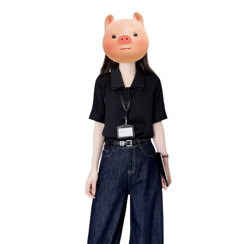 黑色v領短袖襯衫女裝夏季2025新款法式通勤穿搭襯衣薄款氣質上衣