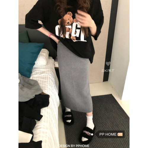PPHOME萬能搭配公式~秋冬厚實軟糯親膚百搭經典純色針織半身裙3色
