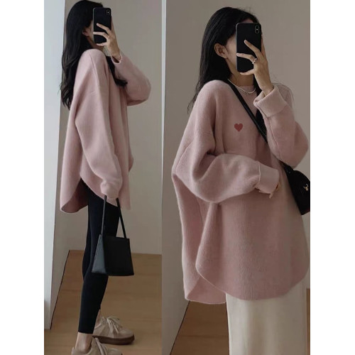 2025秋冬新款德絨加厚粉色長袖t恤女中長款寬松上衣遮屁股打底衫