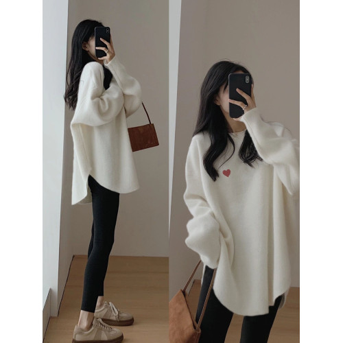 2025秋冬新款德絨加厚粉色長袖t恤女中長款寬松上衣遮屁股打底衫