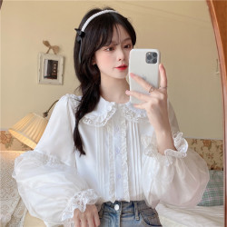 白糖少女{}~日系軟妹甜美可愛Lolita洋裝內搭jk製服上衣襯衫