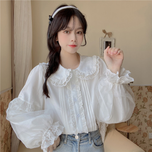 白糖少女{}~日系軟妹甜美可愛Lolita洋裝內搭jk製服上衣襯衫