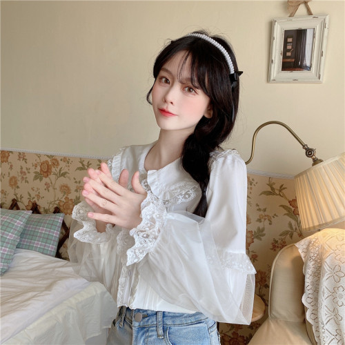 白糖少女{}~日系軟妹甜美可愛Lolita洋裝內搭jk製服上衣襯衫