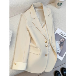 米白色西裝外套女2024春季新款韓版設計感小衆時尚氣質通勤小西服