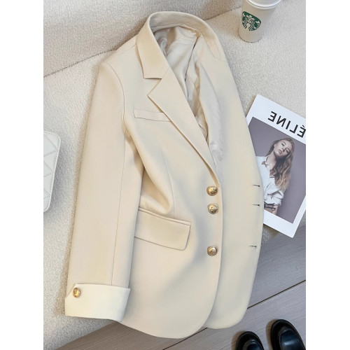 米白色西裝外套女2024春季新款韓版設計感小衆時尚氣質通勤小西服 米白色西裝外套女2024春季新款韓版設計感小衆時尚氣質通勤小西服