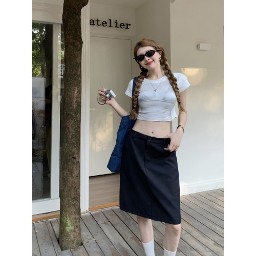 純色半身裙女秋季顯瘦西裝面料胖mm過膝中裙a字裙韓版直筒短裙子 純色半身裙女秋季顯瘦西裝面料胖mm過膝中裙a字裙韓版直筒短裙子