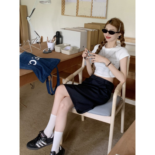 純色半身裙女秋季顯瘦西裝面料胖mm過膝中裙a字裙韓版直筒短裙子 純色半身裙女秋季顯瘦西裝面料胖mm過膝中裙a字裙韓版直筒短裙子