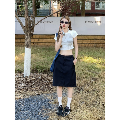 純色半身裙女秋季顯瘦西裝面料胖mm過膝中裙a字裙韓版直筒短裙子 純色半身裙女秋季顯瘦西裝面料胖mm過膝中裙a字裙韓版直筒短裙子