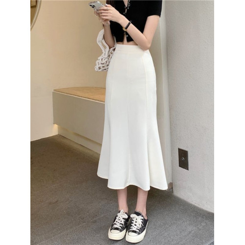 黑色針織魚尾半身裙女春夏中長款新款高腰顯瘦修身彈力a字包臀裙 黑色針織魚尾半身裙女春夏中長款新款高腰顯瘦修身彈力a字包臀裙