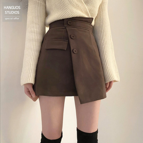 微胖穿搭chic高腰不規則毛呢褲裙女秋冬大碼胖mm顯瘦包臀a字短裙 微胖穿搭chic高腰不規則毛呢褲裙女秋冬大碼胖mm顯瘦包臀a字短裙