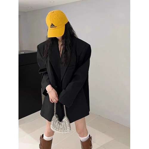 春季新大碼女裝黑色顯瘦西裝外套oversize高級設計感胖mm氣質西服 春季新大碼女裝黑色顯瘦西裝外套oversize高級設計感胖mm氣質西服