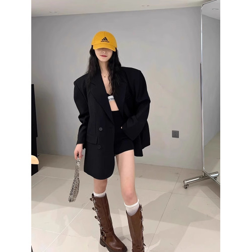 春季新大碼女裝黑色顯瘦西裝外套oversize高級設計感胖mm氣質西服 春季新大碼女裝黑色顯瘦西裝外套oversize高級設計感胖mm氣質西服
