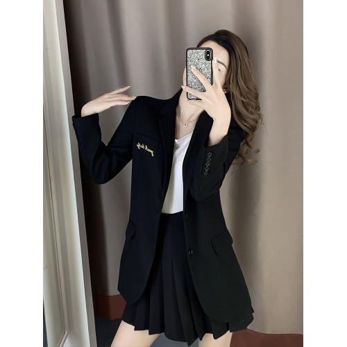 英倫學院風jk西裝外套女秋冬2024新款小個子黑色高級感炸街小西服 英倫學院風jk西裝外套女秋冬2024新款小個子黑色高級感炸街小西服