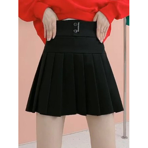 百褶裙高腰顯瘦遮胯半身裙女松緊腰收腹a字裙大碼胖mm褶皺短裙潮 百褶裙高腰顯瘦遮胯半身裙女松緊腰收腹a字裙大碼胖mm褶皺短裙潮