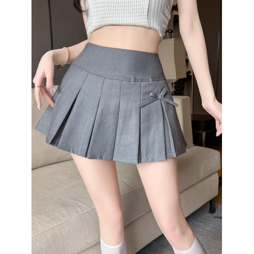 韓系氣質高腰西裝半身裙女秋冬新款設計感蝴蝶結顯瘦a字百褶短裙 韓系氣質高腰西裝半身裙女秋冬新款設計感蝴蝶結顯瘦a字百褶短裙