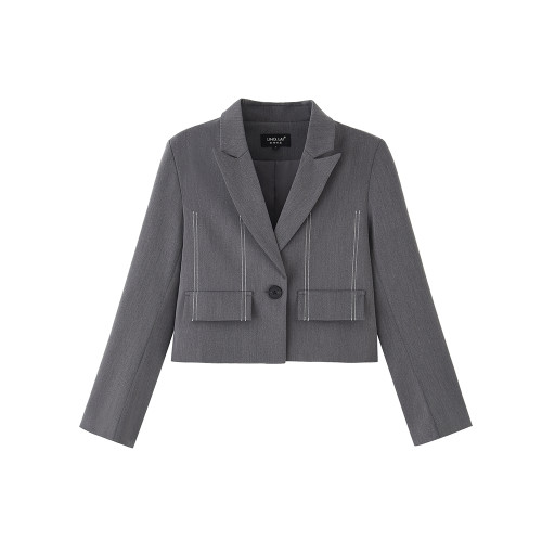 LINGLAI 小西裝女短款外套春秋小個子休閒氣質上衣設計感職業西服 LINGLAI 小西裝女短款外套春秋小個子休閒氣質上衣設計感職業西服