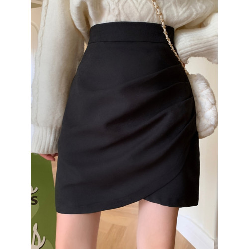 大碼胖mm不規則褶皺半身裙女2025年新款高腰裙子a字裙包臀裙短裙