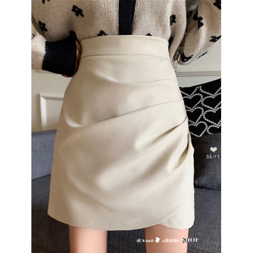 大碼胖mm不規則褶皺半身裙女2025年新款高腰裙子a字裙包臀裙短裙