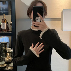 半高領雙面德絨打底衫女秋冬季2025新款白色內搭修身保暖長袖上衣