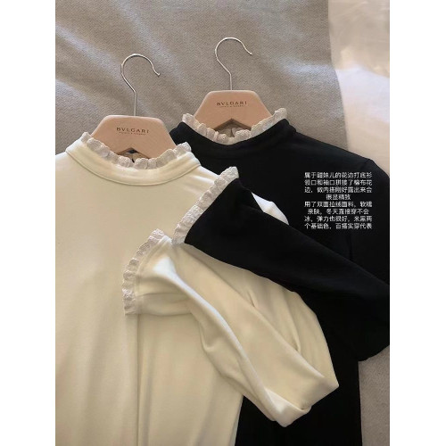 半高領雙面德絨打底衫女秋冬季2025新款白色內搭修身保暖長袖上衣