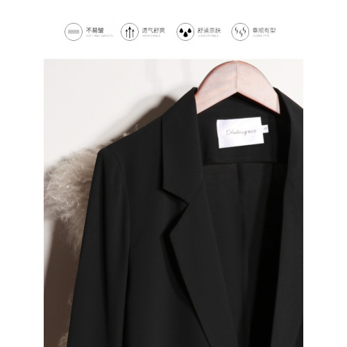 雪紡西裝外套女薄款夏季垂感透氣防曬衫寬松休閒西服女飄逸黑色 雪紡西裝外套女薄款夏季垂感透氣防曬衫寬松休閒西服女飄逸黑色