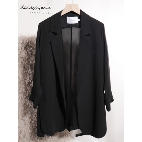 雪紡西裝外套女薄款夏季垂感透氣防曬衫寬松休閒西服女飄逸黑色 雪紡西裝外套女薄款夏季垂感透氣防曬衫寬松休閒西服女飄逸黑色