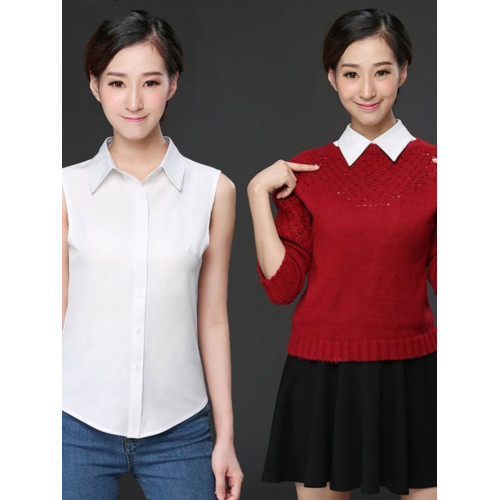 無袖白襯衫女假領子秋冬季職業裝假襯衫領搭配毛衣衛衣裝飾假衣領