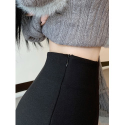 黑色修身包臀半身裙女春秋防走光顯腿長a字短裙緊身彈力一步裙ins