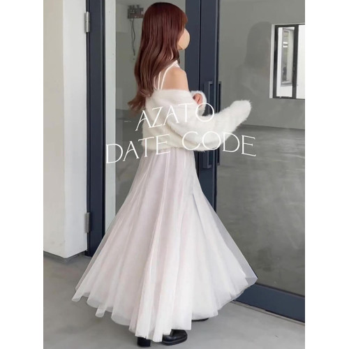 GRL日系甜美夏季新款齋藤飛鳥超仙薄紗松緊腰半身裙長裙繖裙at118