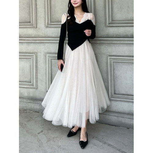 GRL日系甜美夏季新款齋藤飛鳥超仙薄紗松緊腰半身裙長裙繖裙at118