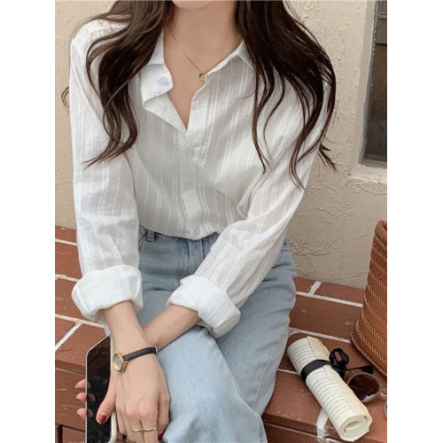 法式條紋防曬襯衫女2025新款純棉設計感開衫襯衣夏款寬松上衣外套