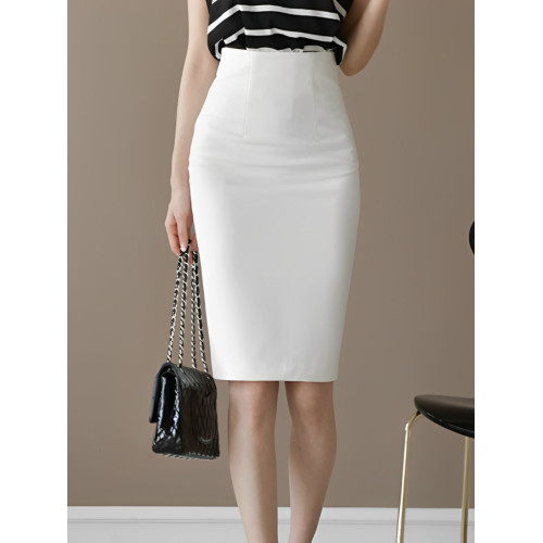 通勤西裝半身裙女白色新款高腰氣質開叉職業直筒裙休閒百搭包臀裙