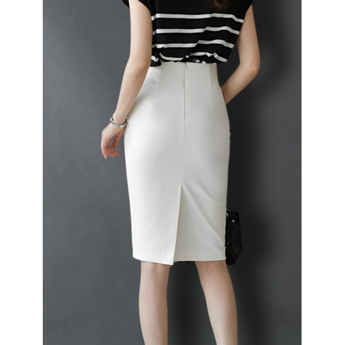 通勤西裝半身裙女白色新款高腰氣質開叉職業直筒裙休閒百搭包臀裙