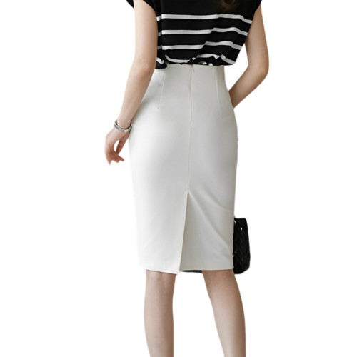 通勤西裝半身裙女白色新款高腰氣質開叉職業直筒裙休閒百搭包臀裙