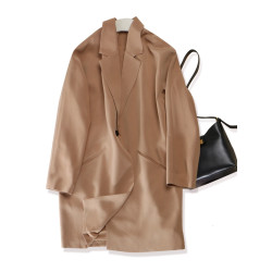 大牌YUAN單！追求品質入女連肩袖緞面醋酸天絲慵懶範中長西裝外套